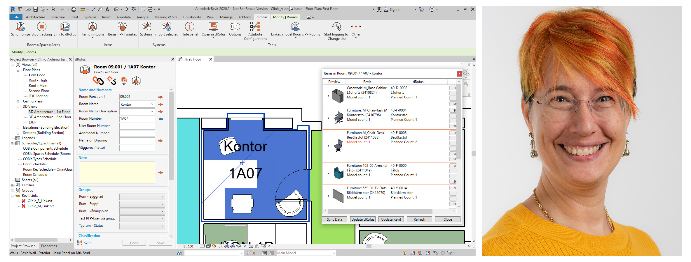 Revit items in room and Annika